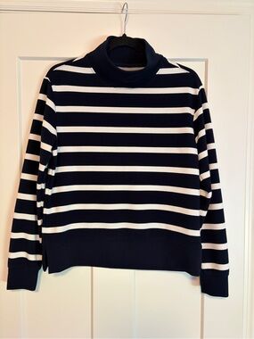 Danskin Navy and White Striped Activewear Sweatshirt